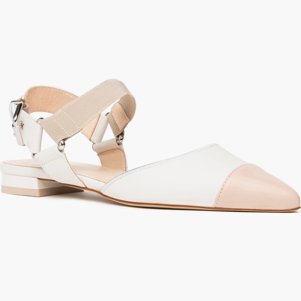 Nero Giardini Pointed-Toe Flats in White and Cream Flats